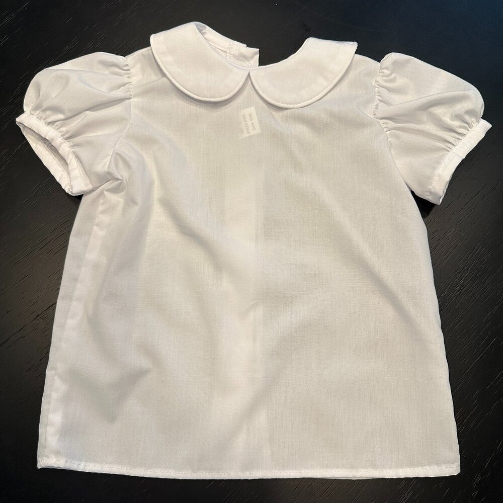 Girls White Peter Pan Collar short-sleeved blouse - 3T